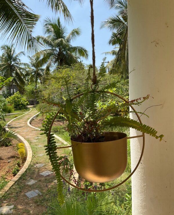 Hanging Golden Metal Planter - Image 3