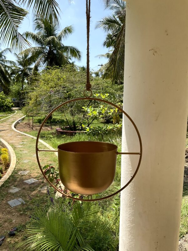 Hanging Golden Metal Planter - Image 2