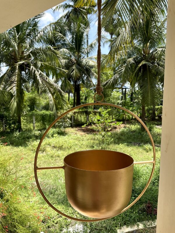 Hanging Golden Metal Planter